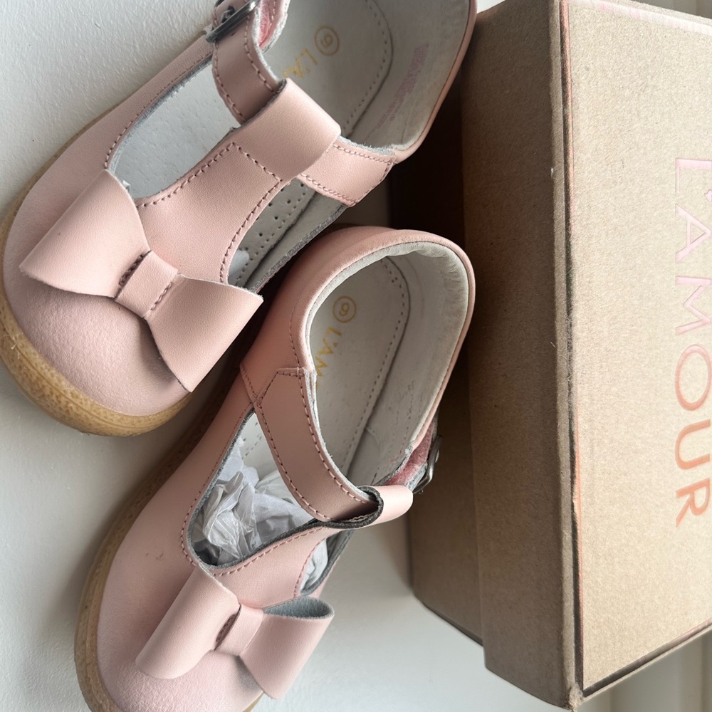L'Amour Pink Kids Shoes with Bow